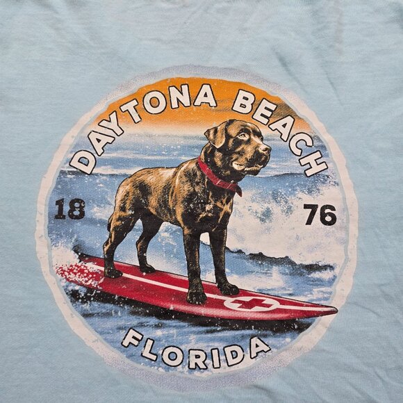 Daytona Beach Florida Tshirt Mens Extra Large Blue Surf Dog Long Sleeve Tee - Picture 2 of 13